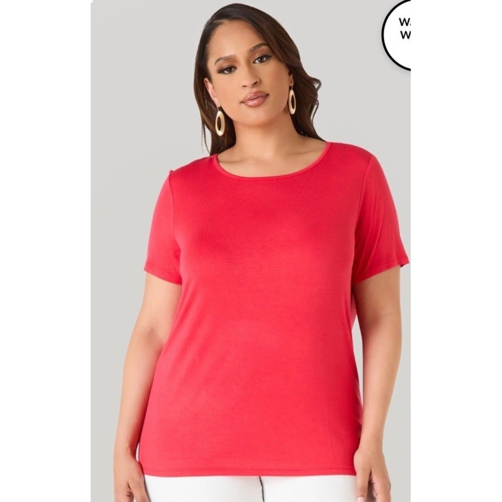 Style&Co Crewneck Jersey Tee Red NWT Plus Size 3X
